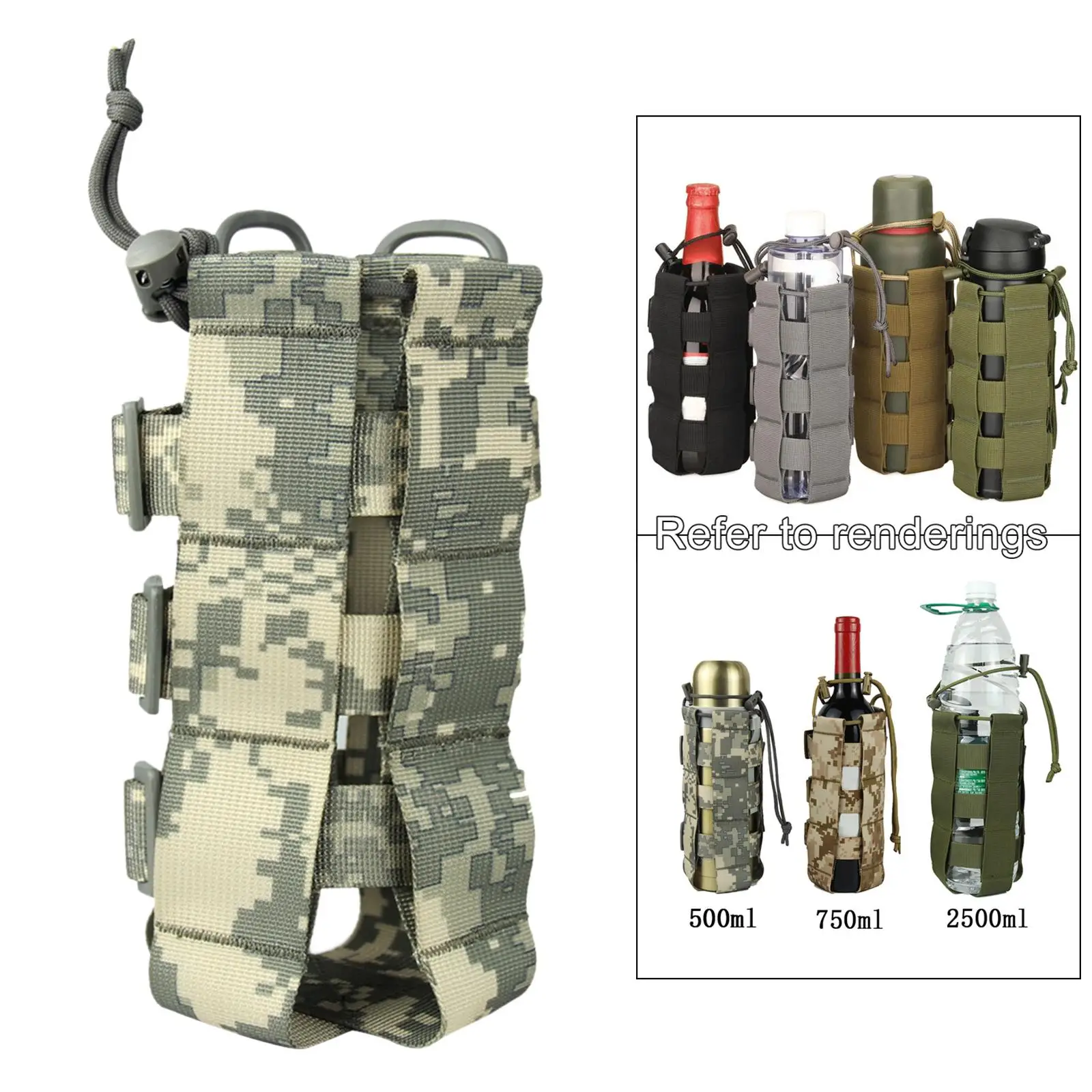 Water Bottles Pouch Bag    Drawstring Water Bottle Holder  Carrier Attachment Travel Camping Hiking Outdoor Sports Gear