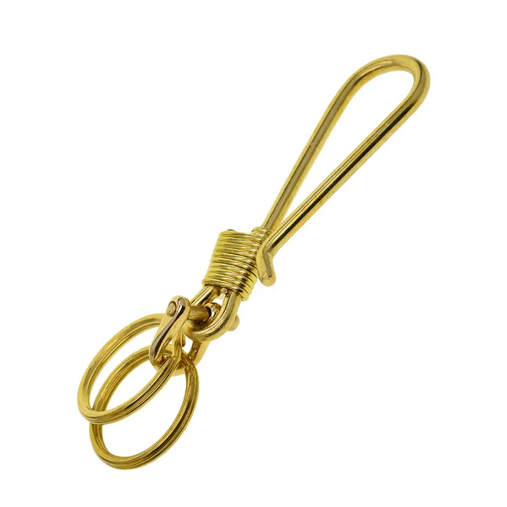Hook Keychain Brass Loop Key Chain with Ring Pocket Wallet Key Organizer