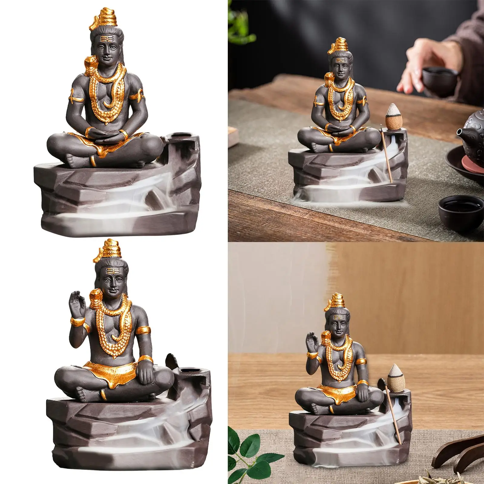 Backflow Incense Burner Holder Creative Southeast Asian Sacred Feng Shui Zen Figurine for Office Home Decor Meditation Home Yoga