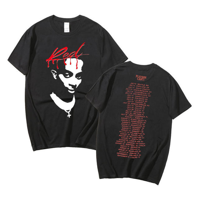 Playboi Carti Music Album Red Letter Logo Print T-shirt