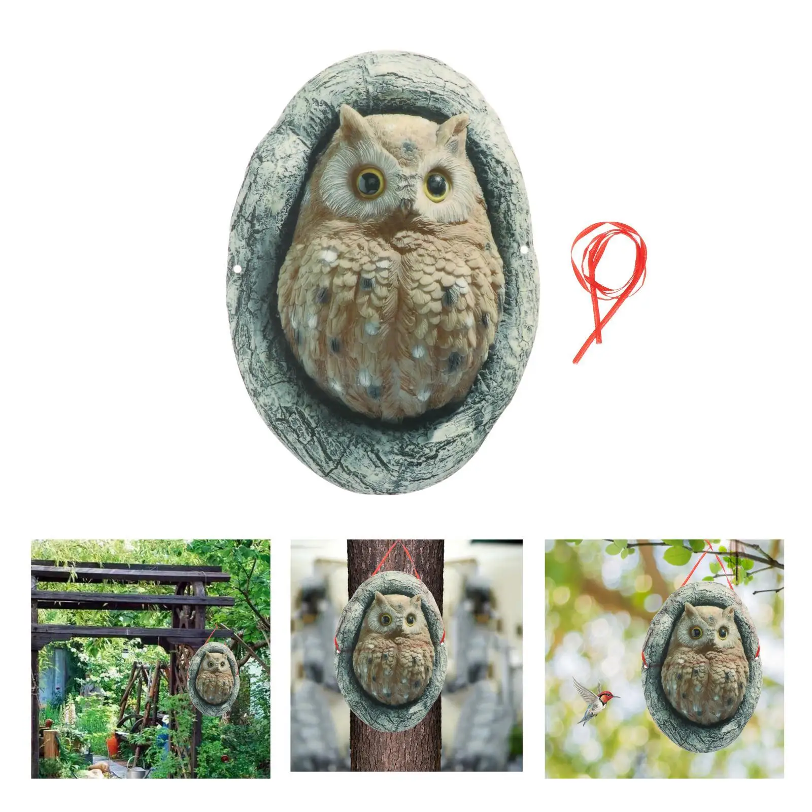 Funny Owl Ornaments Garden Statue Hanging Figurines   for Outdoor Home Artwork