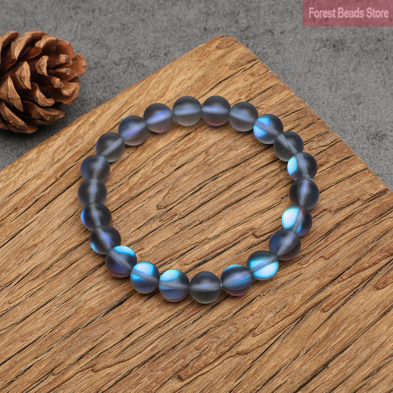 Mattgrau Blau Österreich Kristall Glitzer Mond Armband Naturstein Runde Perlen Stretch Yoga Meditation Schmuck Geschenk 6/8/10/12mm – Detail 15