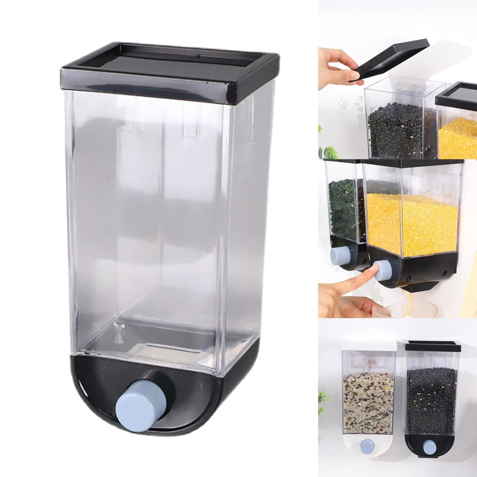 Press Type Cereal Dispenser Storage Bottles Dry Food Storage Container Food Dispensers for Office Grain Nuts Oatmeal Rice