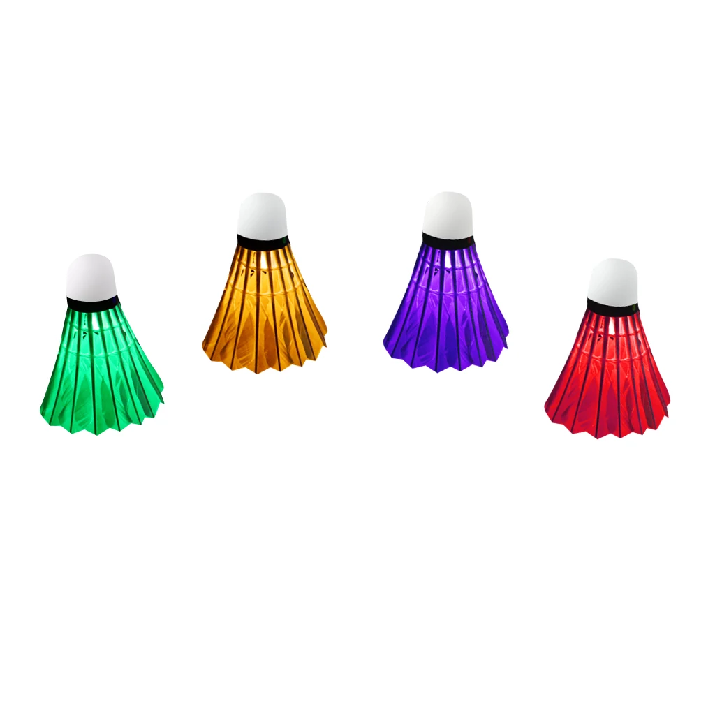 4 Pieces Colorful LED Badminton Ball Set Luminous Shuttlecocks