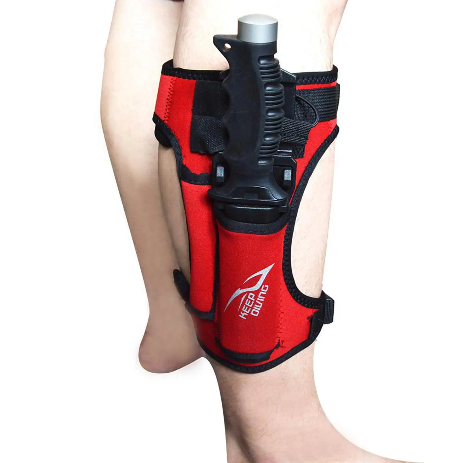 Premium Diving Knife Holder Wrap Neoprene Sheath Leg Straps with 2 Pockets, Adjustable Calf Strap Diver Accessories
