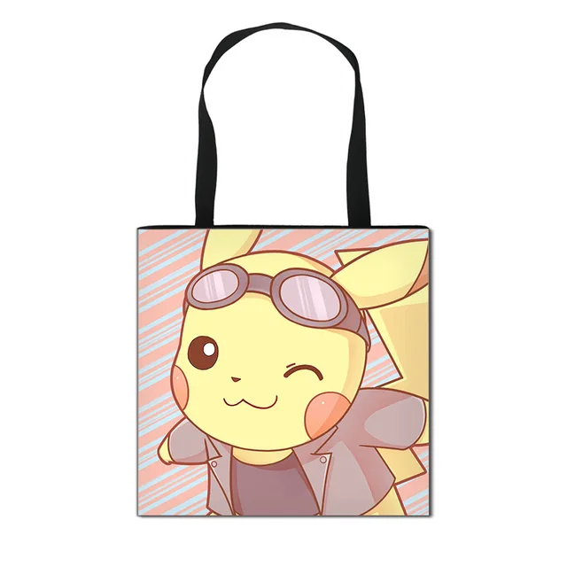 Pokemon pikachu casual grande capacidade sacos de ombro shopper tote saco  carta moda harajuku zíper impressão lona bolsas femininas - AliExpress