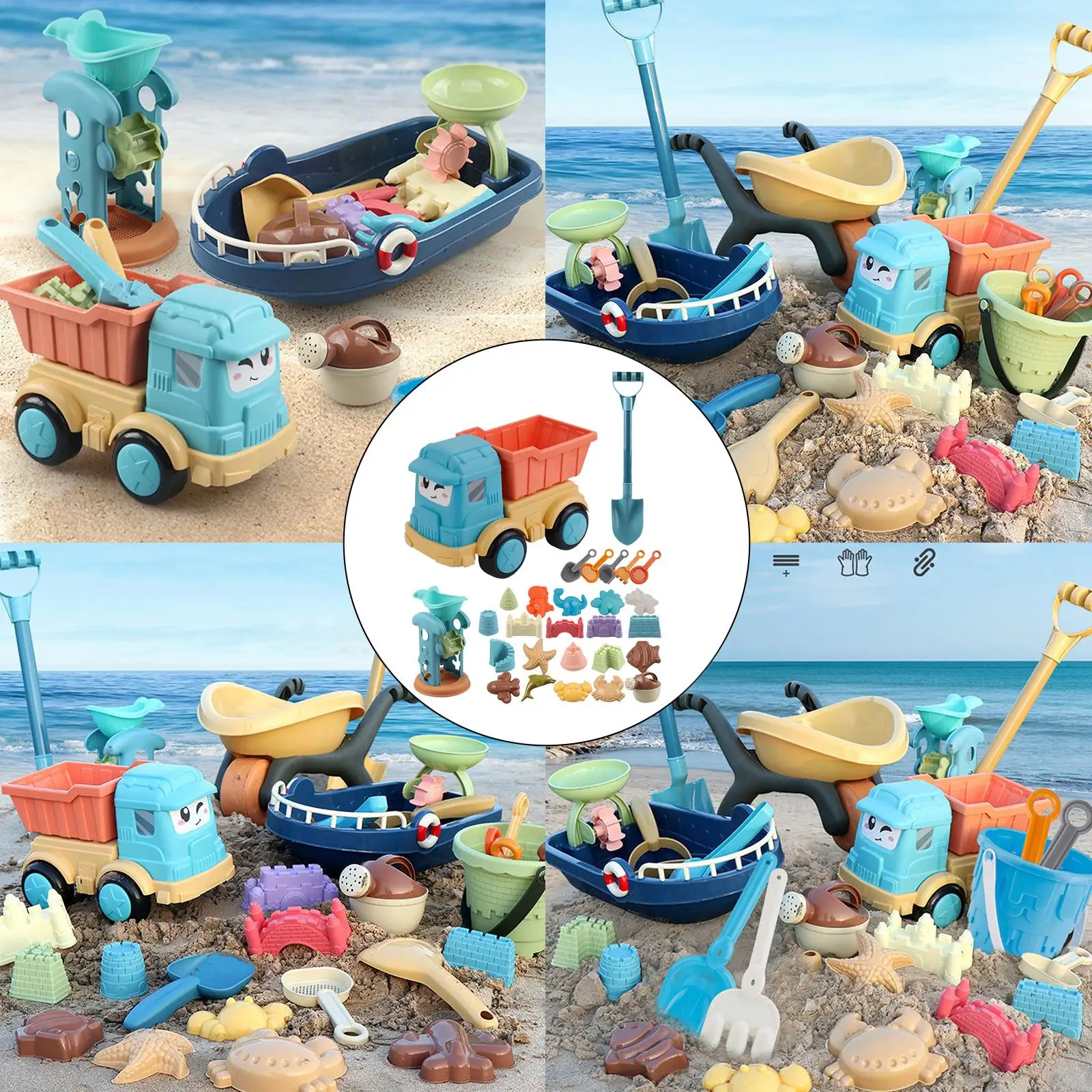 28 Pieces Sand Beach Toys Kids Playset for Games Age 2-6 Birthday Gifts