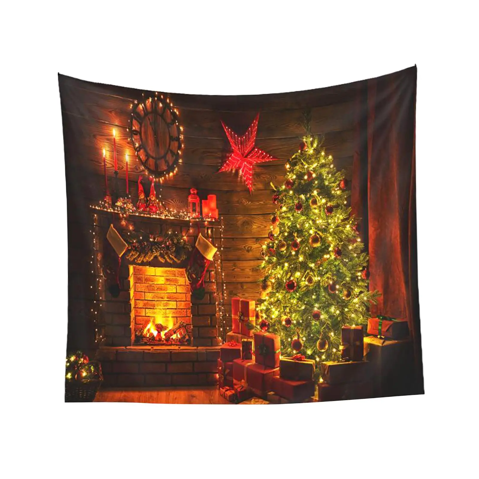 Portable Christmas Photography Background Winter Tapestry Wall Hanging Tapestry Christmas Tapestry for Bedroom Home Decoration