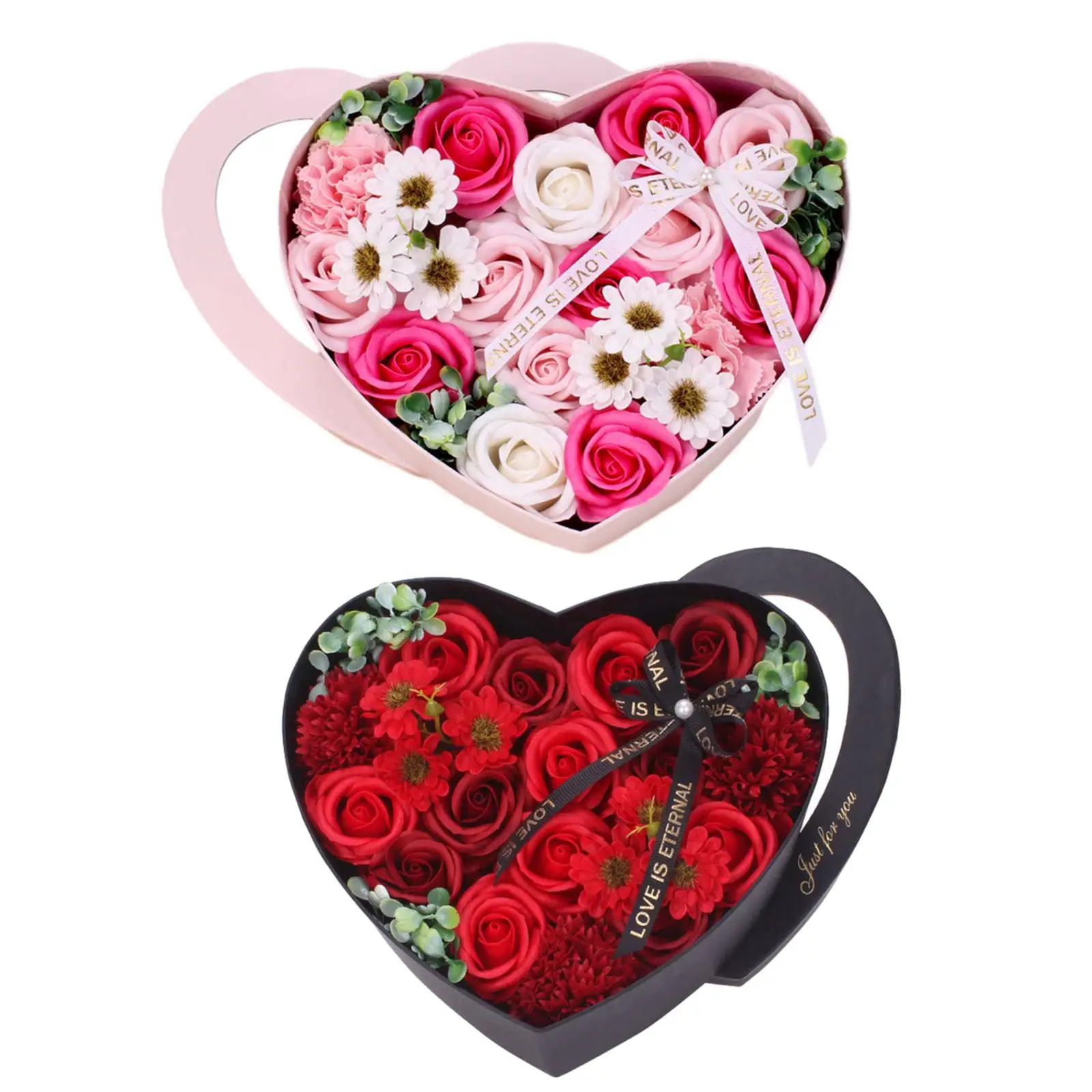Roses Flower Box Valentines Day Decor Heart Shape Box for Indoor Outdoor Men