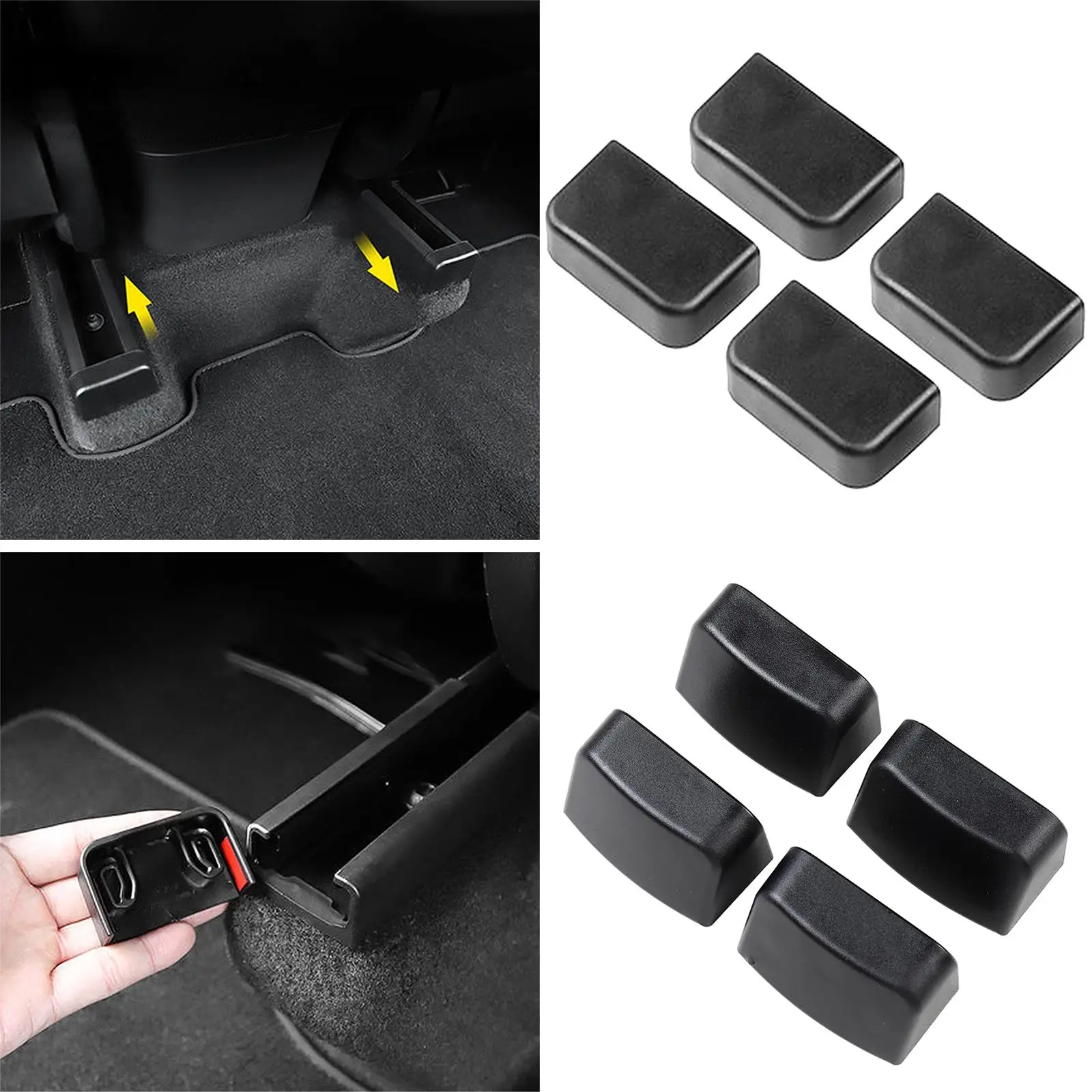 4 Pieces Rear Seat Scratch-Resistance Functional ABS Plastic Accessories Slide Rail Plugs Anti-Kick Fit for Tesla Model 3/Y