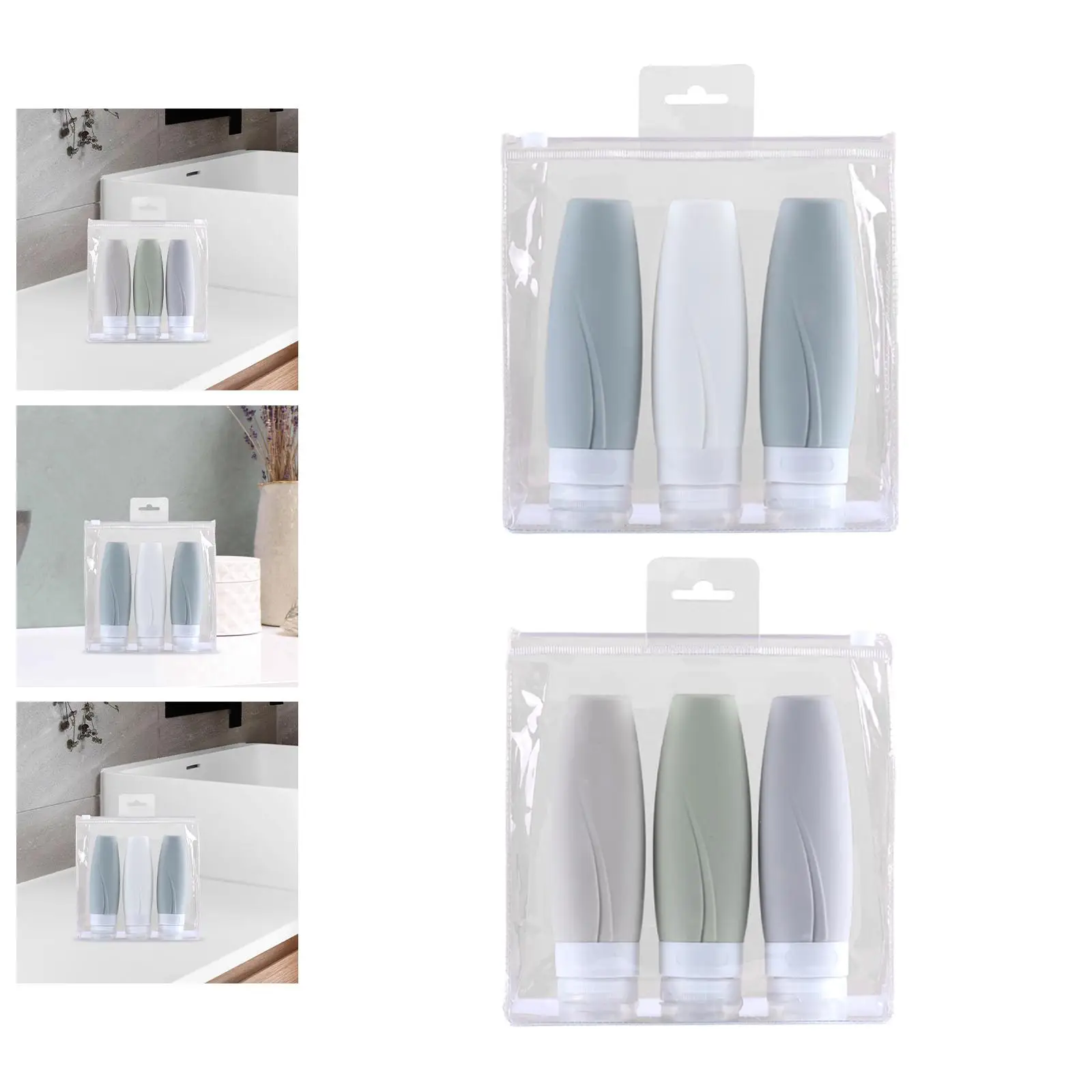 3x Travel Bottles Toiletry Container for Cosmetic Lotion Soap Conditioner