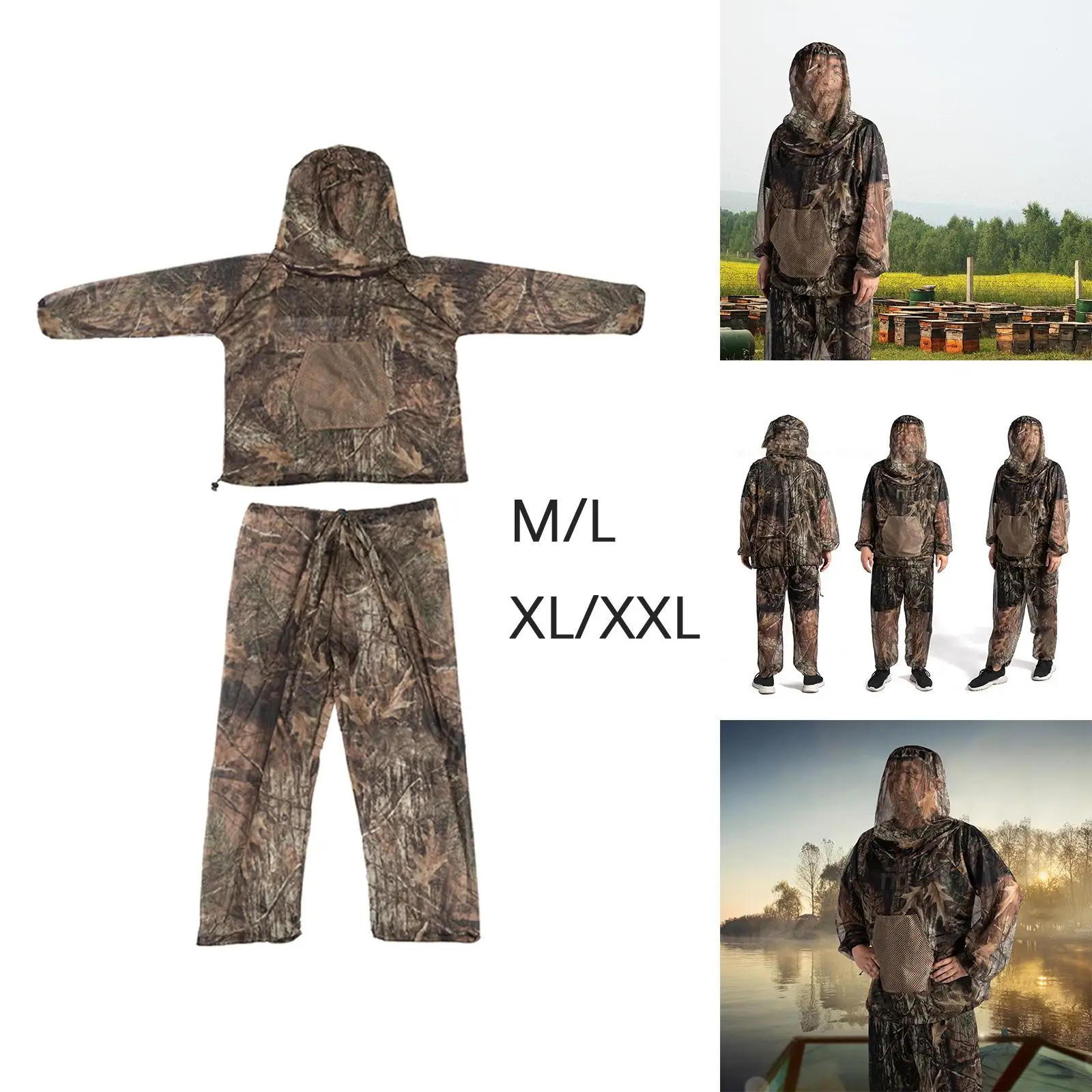 Mesh Hooded suits Clothing net Pants Jacket for Fishing Hiking Men