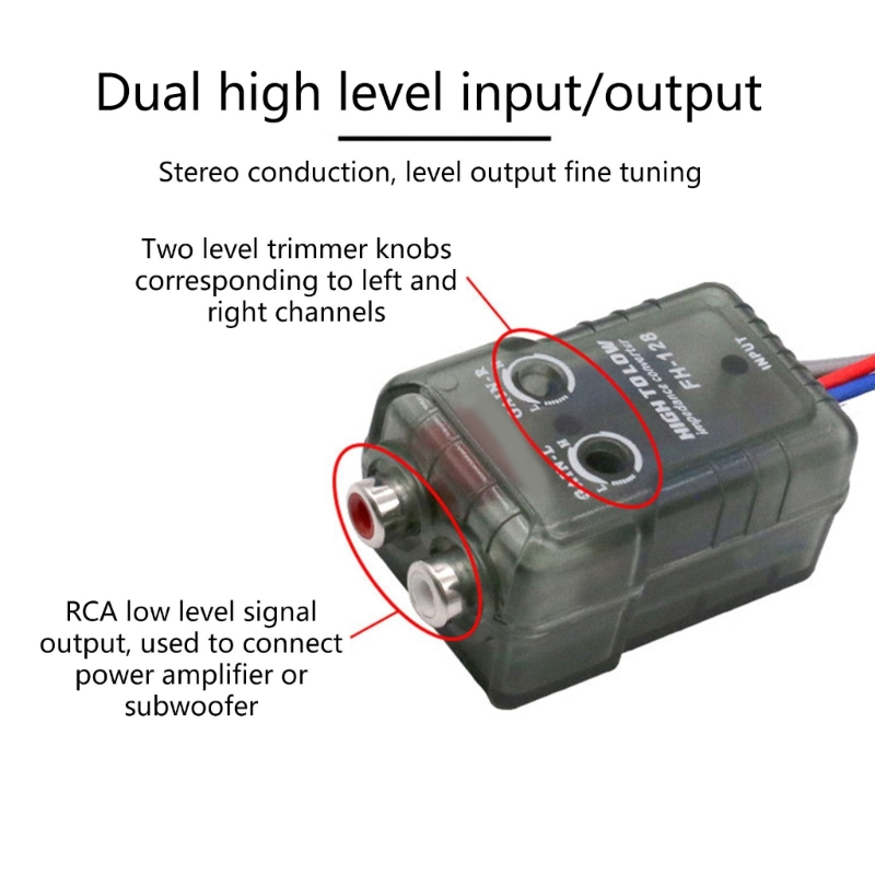 High-Performance Car Stereo Speak Hi-Low Converter RCA Adapter Quick-Connection for Auto Car Durable