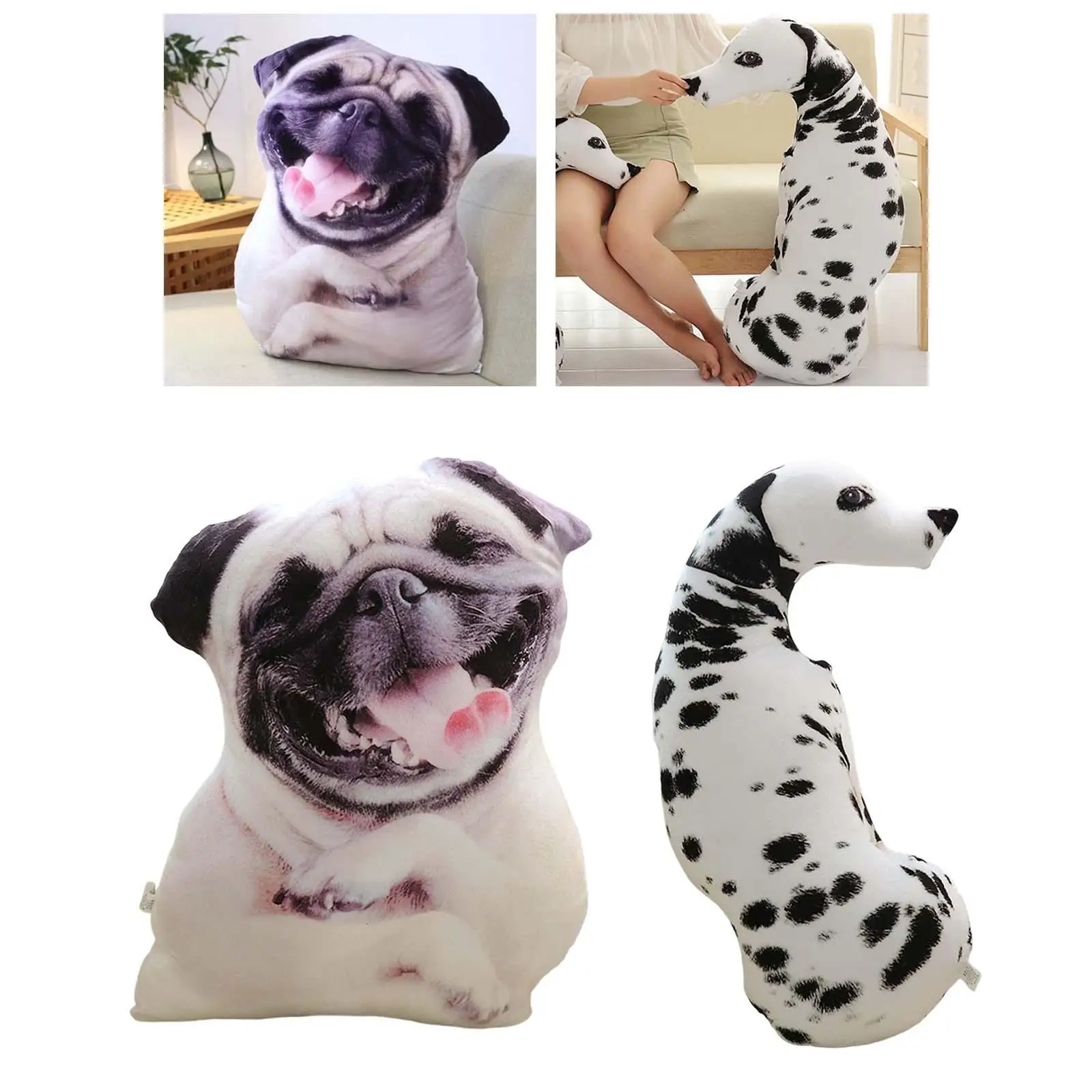 Simulation Puppy Shape Cushion Stuffed Animal Dolls Dog Print Pillow for Prop Toy
