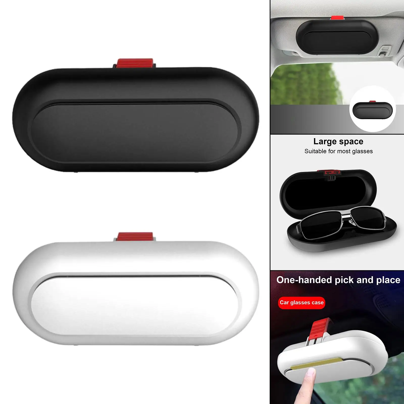 Car Glasses Case Large Capacity Built in Plush Protection Retractable Automotive Accessories ABS Holder Sun Visor