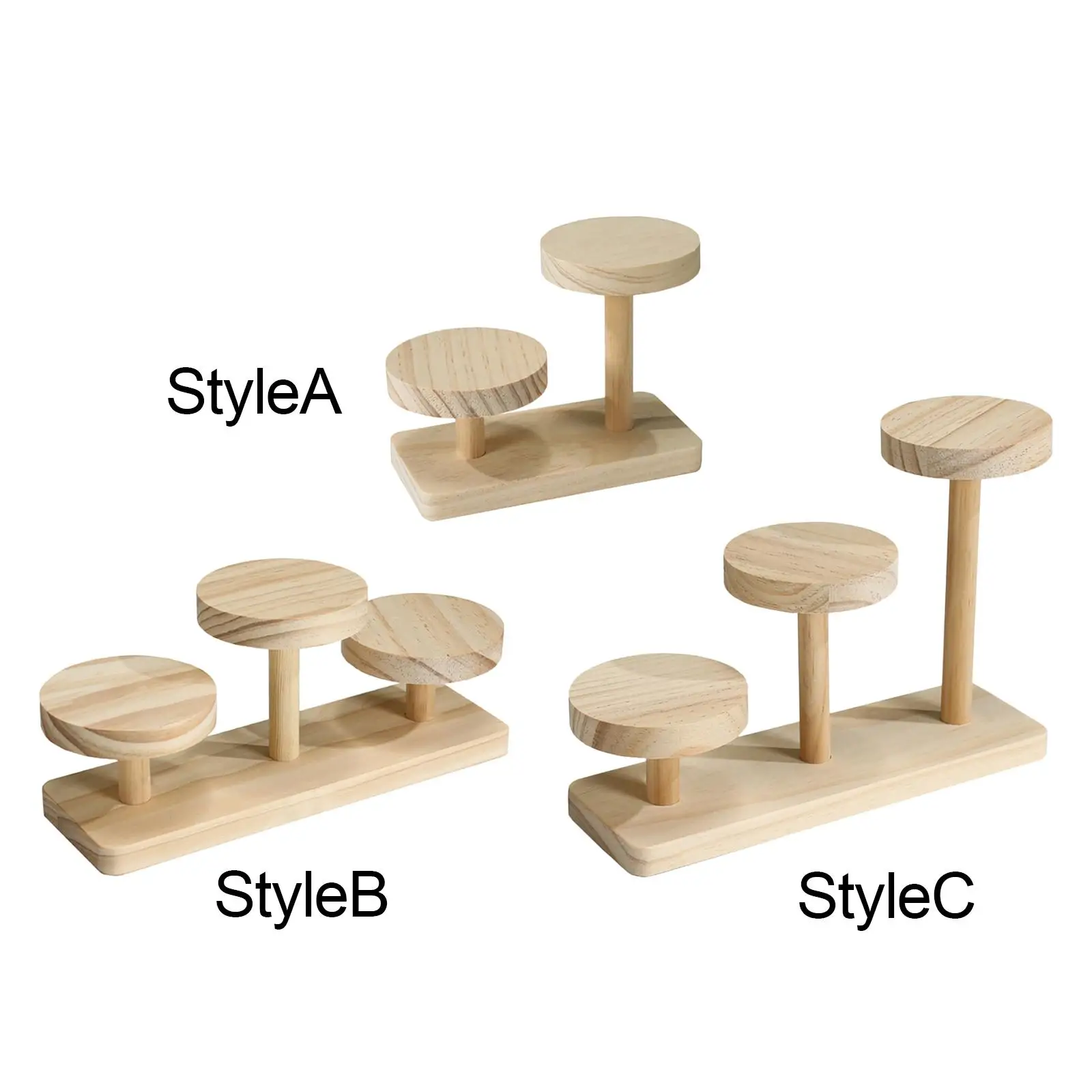 Round Wooden Display Risers Stepped Desktop for Cupcakes Figurines Home Decoration