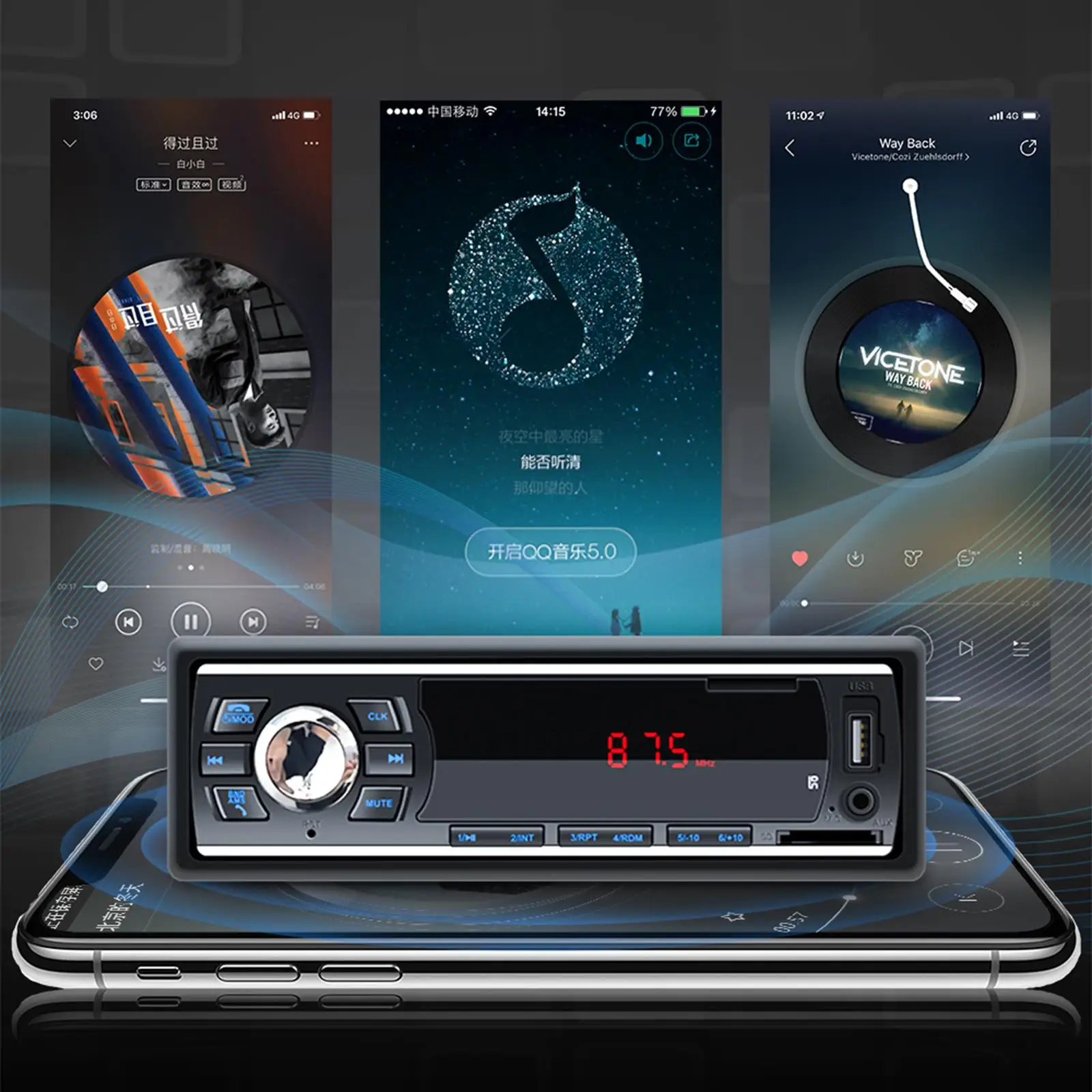 Car MP3 V with Remote Control Einfach zu installieren Multimedia Stereo  Radio