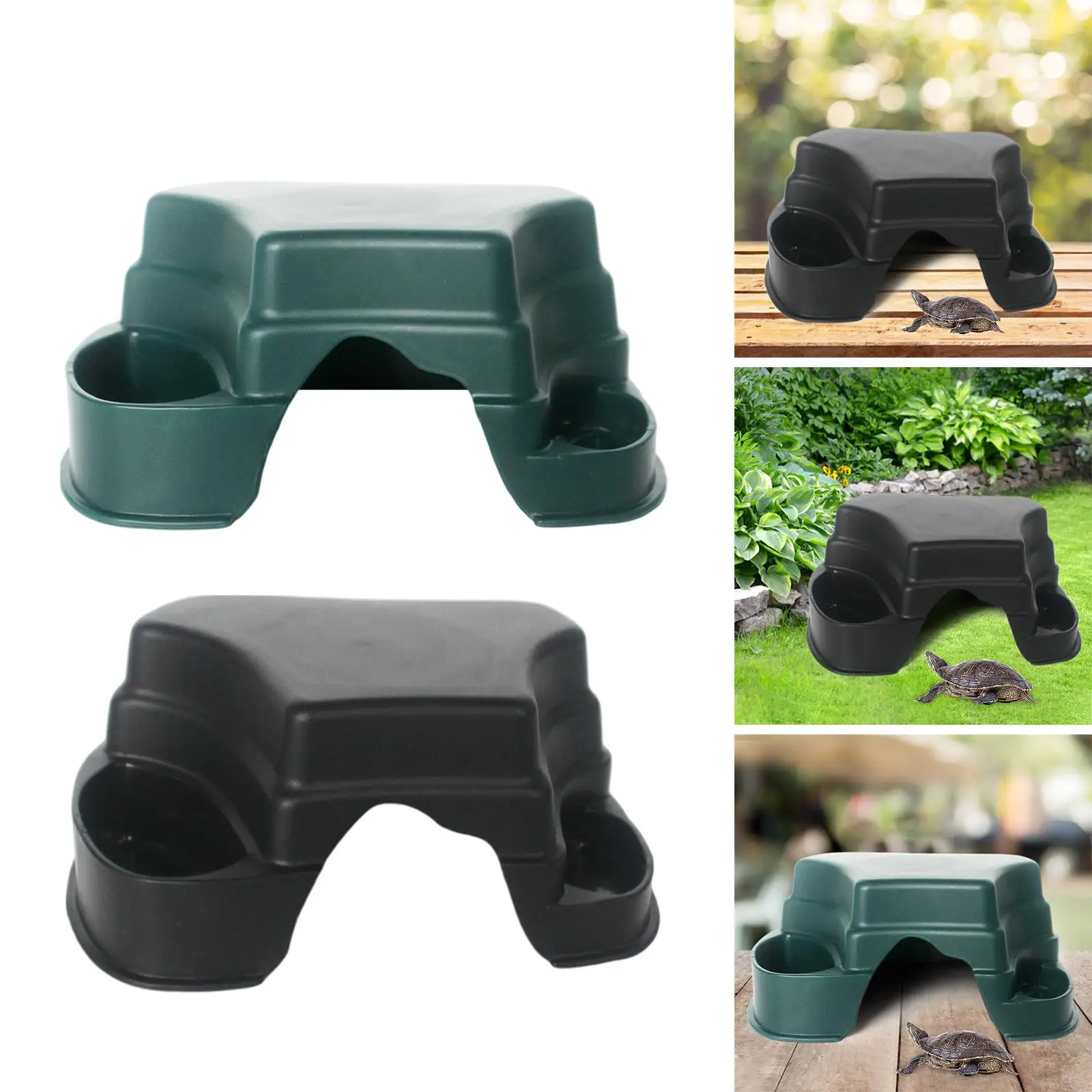 Plastic Reptile Hideout Cave Box with Basin Shelter House Hiding Ornament Easy Clean for Frog Snake Snakes Leopard Amphibians