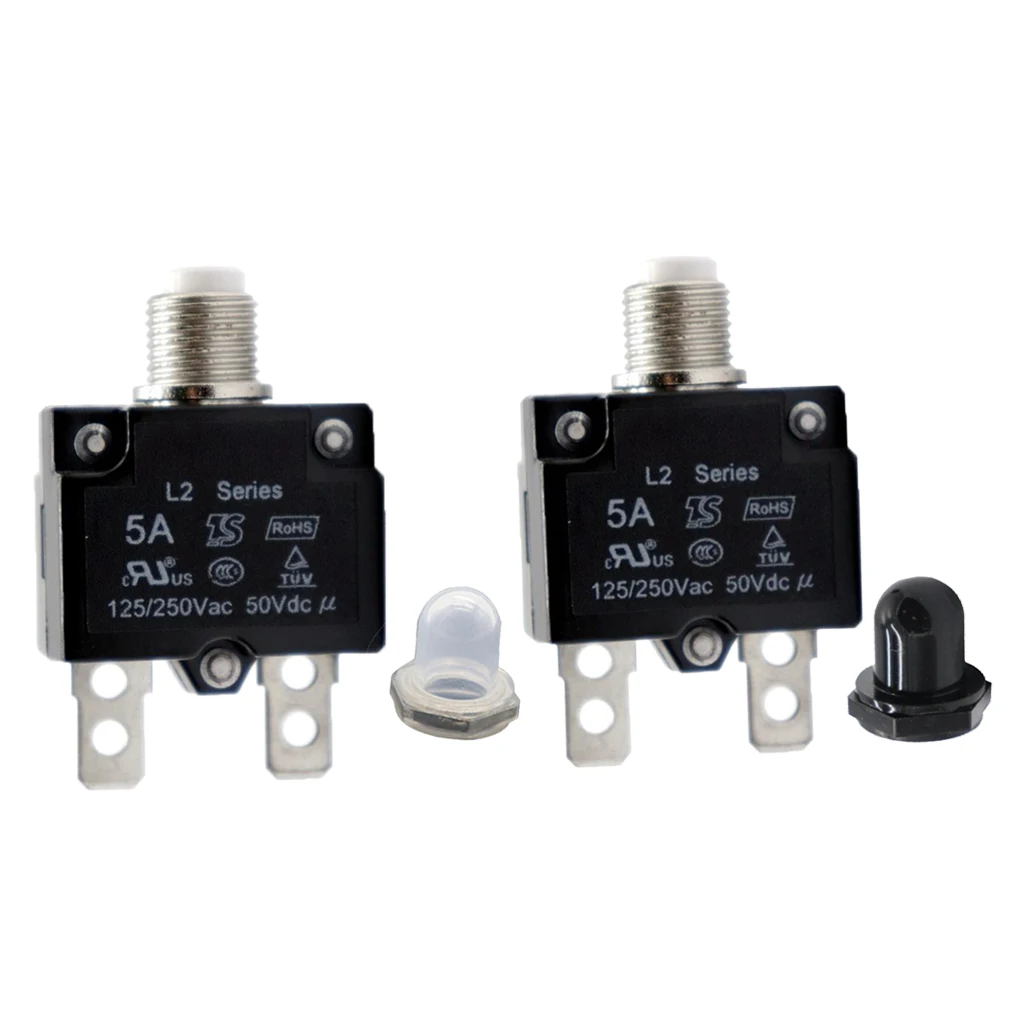 2pcs 5Amp Circuit Breaker OverloadSwitch Fuse Reset 125 / 250V