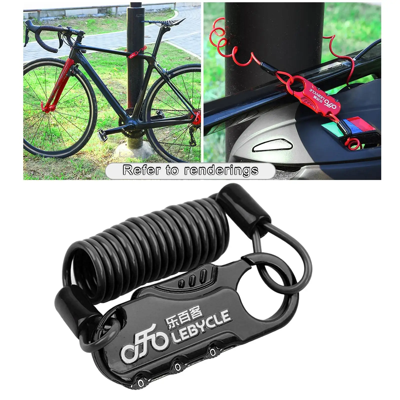 Portable Helmet Cable Lock Digit Password Locks for Bicycle E-bike Luggage