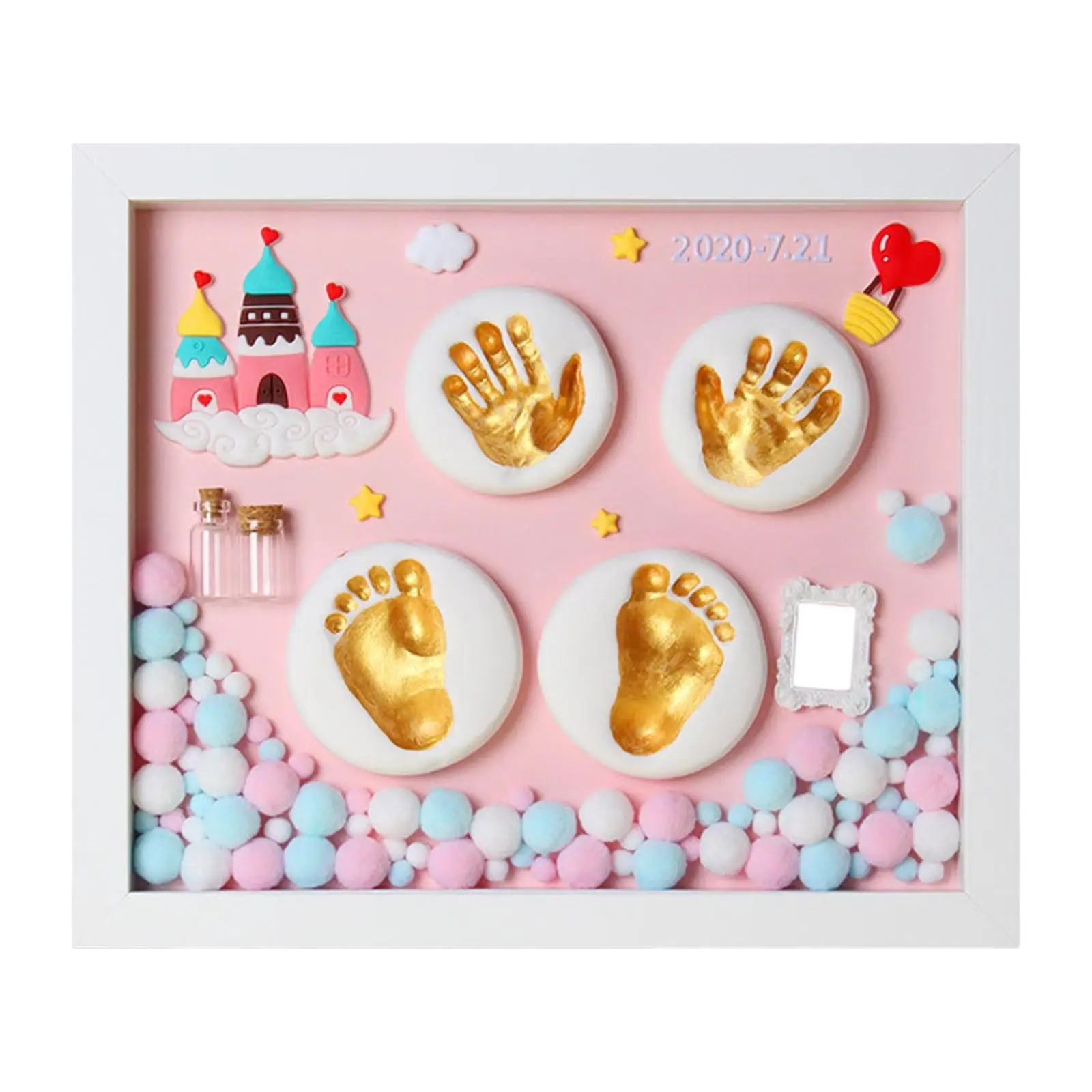 Baby Picture Photo Frame Footprint Handprint Nursery Room 12inch Wood Photo