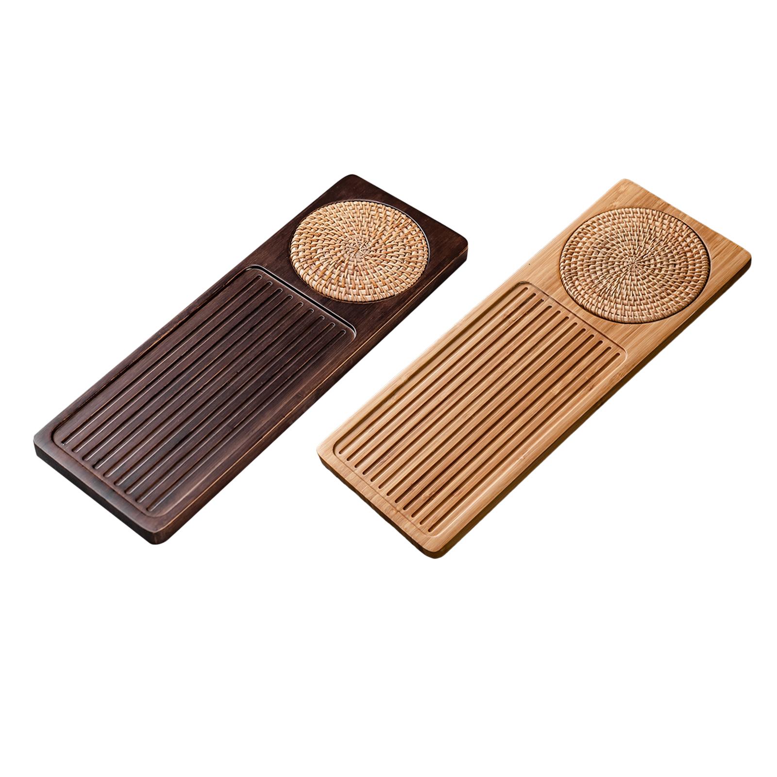 Rectangular Bamboo Chinese Tea Serving Tray Japanese Tea Serving Tray Household Tea Board for Travel Home Decoration Accessories