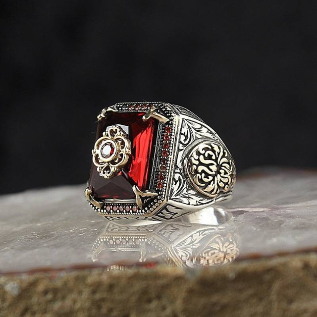 売れ筋がひ新作！ Retro Handmade Turkish Signet Ring for Men Women Ancient アクセサリー