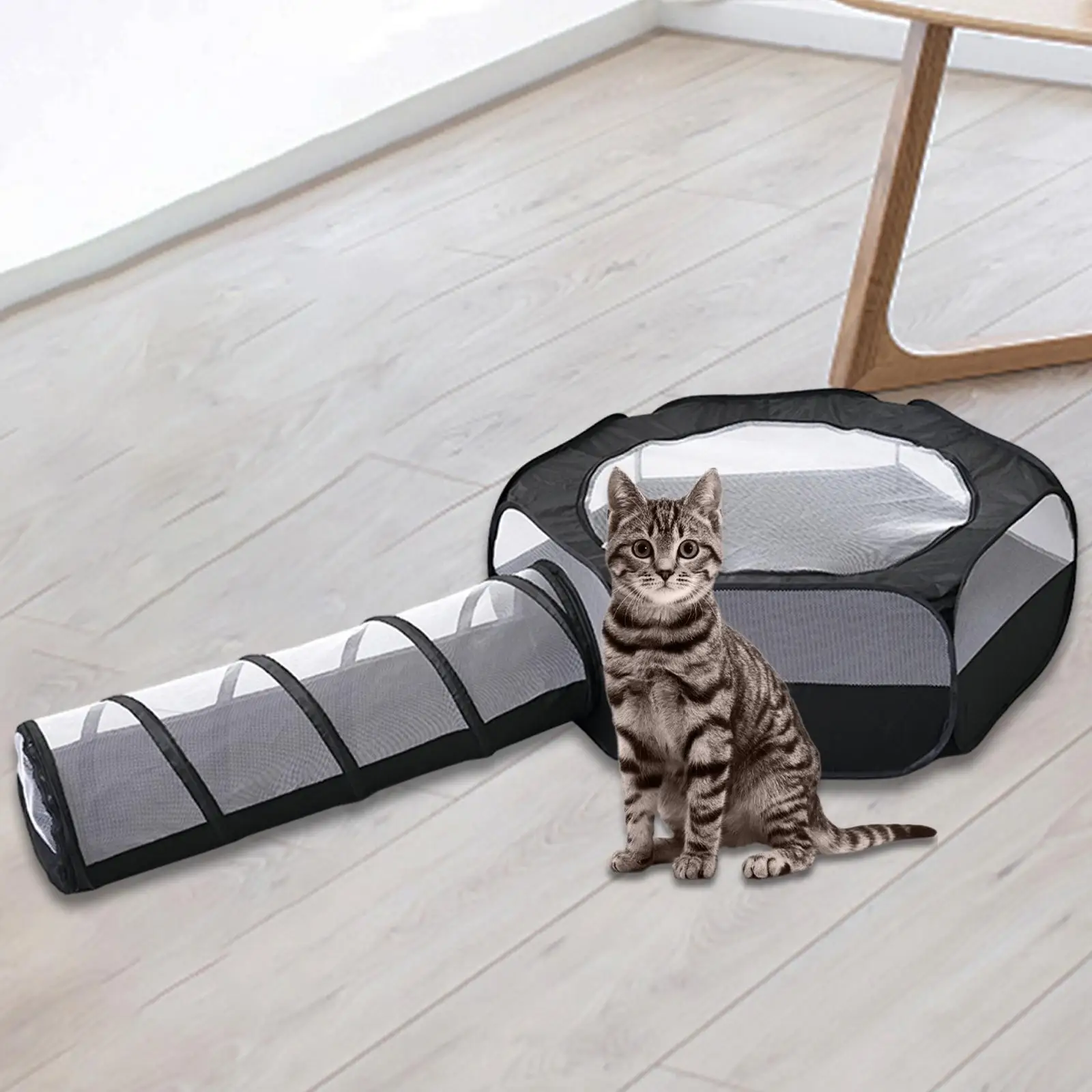 Cat Tunnel Indoor Cats 2 in 1 Cage Folded Tunnel Cat Toy Outside House for Indoor Cats for Ferrets Kitten Hamster Rabbit Rabbits