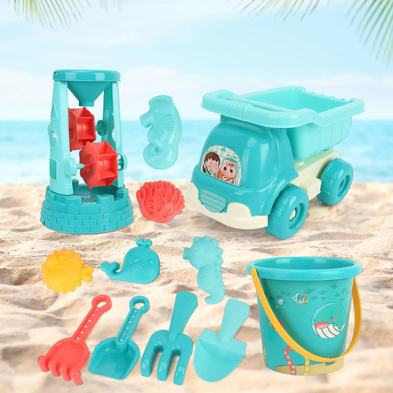 Sand Toy Set, Beach Sand Toy, 13x Learning and Educational Beach Toys, Beach