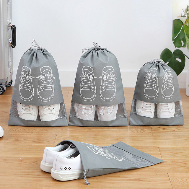 Travel Shoe Pouch, Grey Non Woven Fabric Dustproof Drawstring Bag, Bre –  Yahan Sab Behtar Hai!