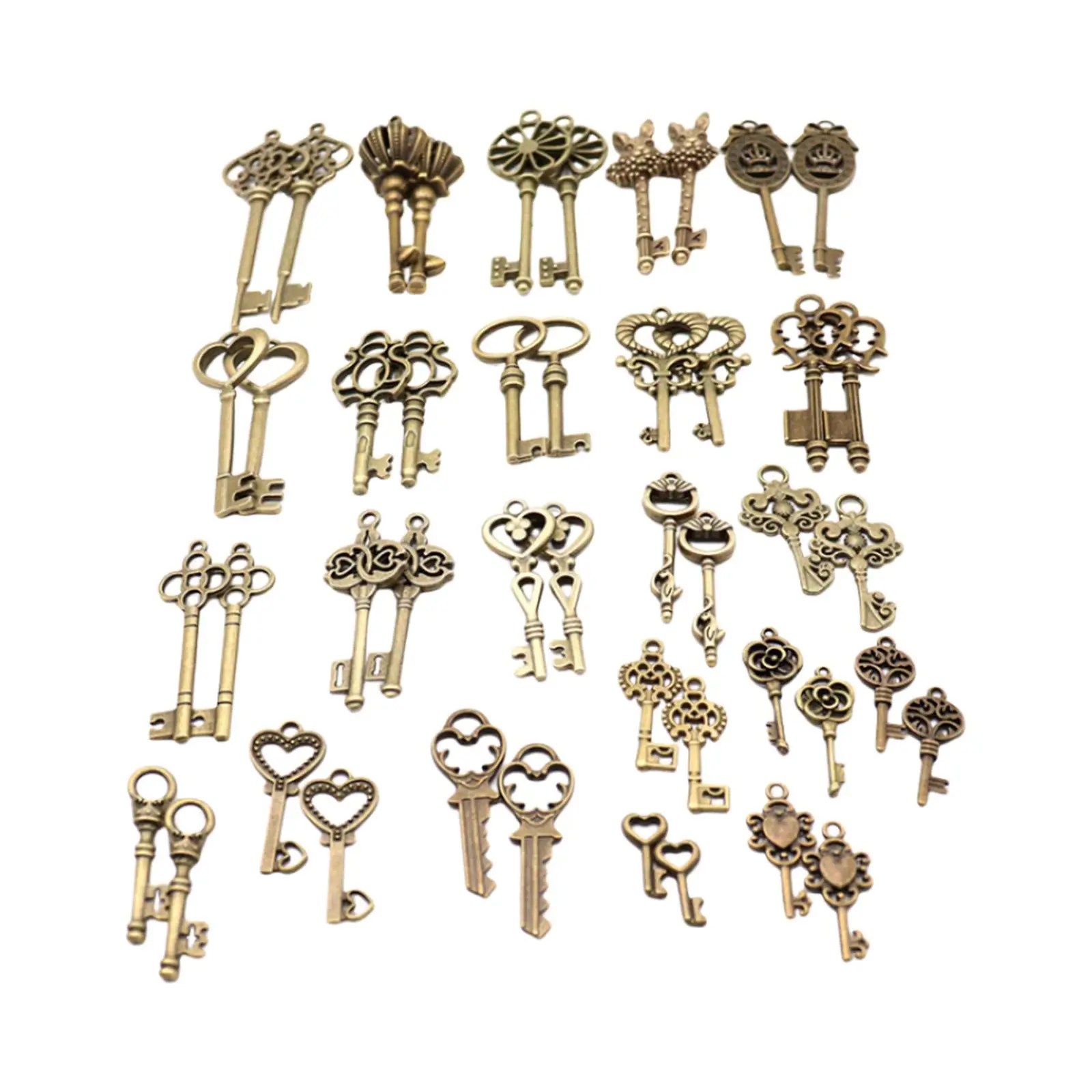 46x Skeleton Key Charms Antique Style Pendants for Jewelry Findings Making Accessory Key Chains Birthday Party Wedding Favors