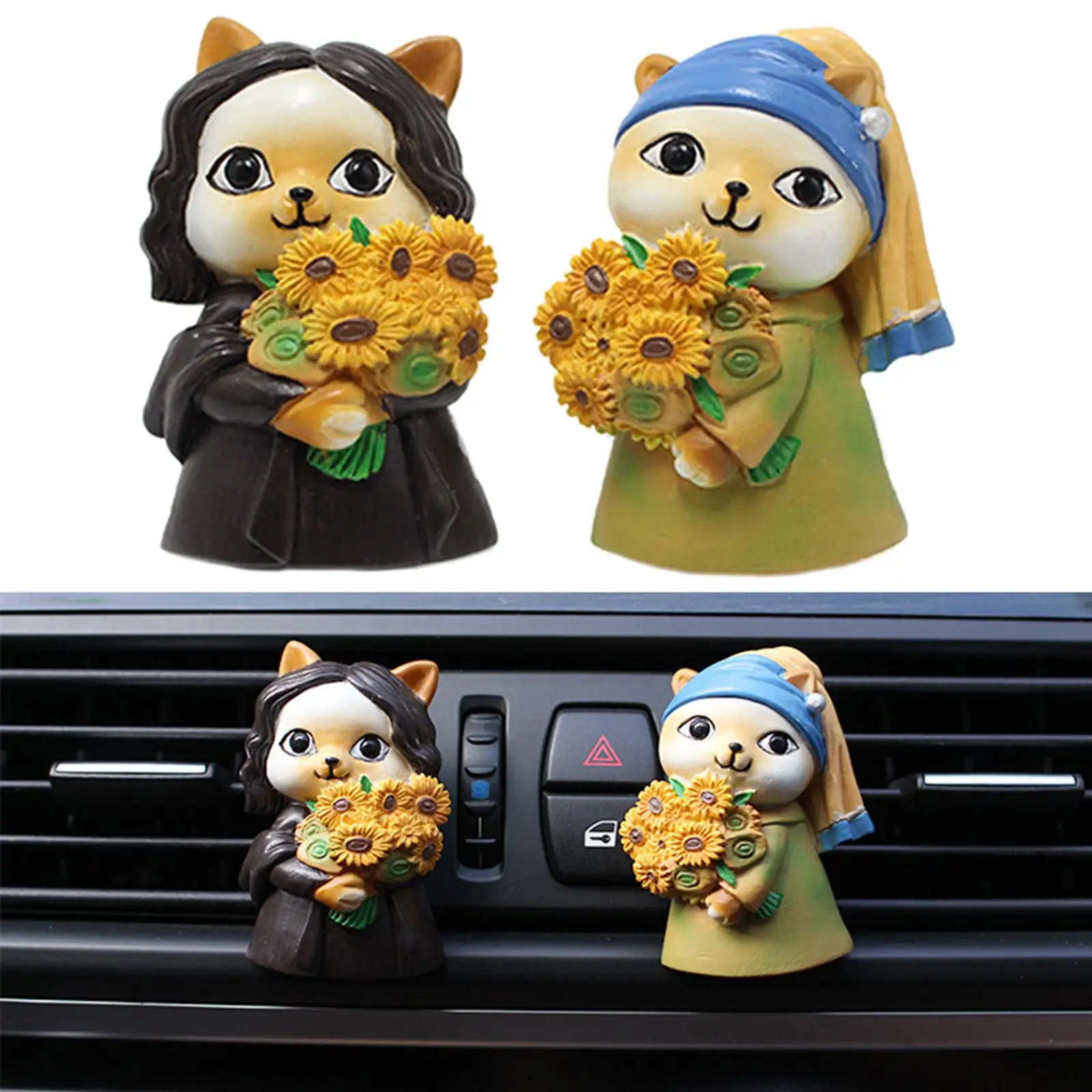 Car Air Freshener Diffuser Outlet Vent Freshener Vent Clips Car Accessories, Resin Cat Statue for , Vehicle