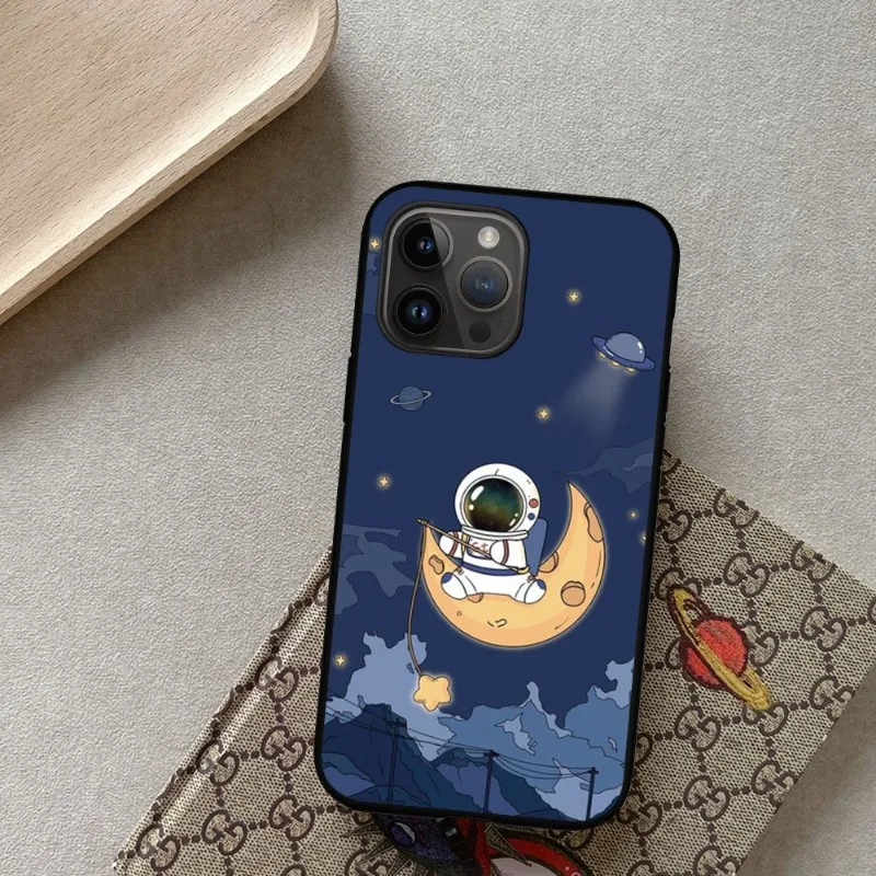 Hello Astronaut Phone Case For iPhone 15 14 13 12 11 X XR XS XSMAX 8 7 Plus Mini Pro Max Soft Black Phone Cover