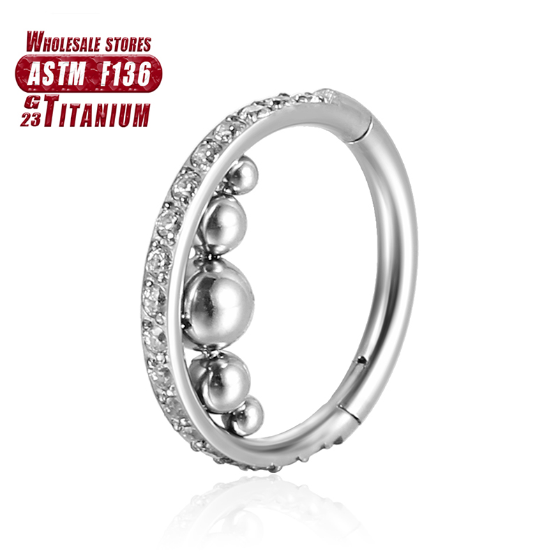 F136 Titan Nasenring Zirkon Ohrpiercing Knorpel Helix Spira Zirkon Clicker Tragus Industrial Septum für Frauen Körperschmuck – Detail 2