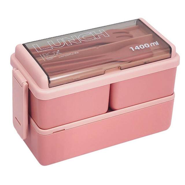 XMMSWDLA Luncheaze Lunch Box Pink Lunch Boxplastic Lunch Box Office Car Can  Microwave Oven Heating Compartment Double Layer Lunch Box Lunch Box