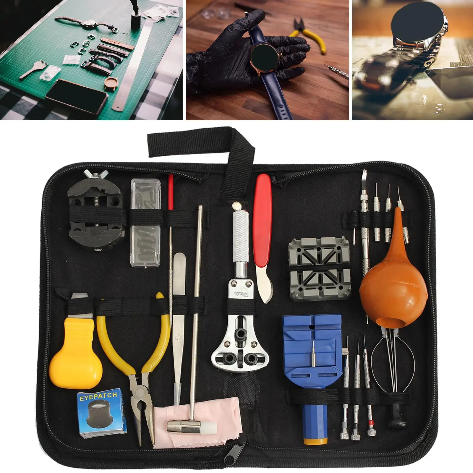 22Pcs Watch Repair Kit Professional Band Link Remover Case Opener Spring Bar Tool Set Screwdriver with Case