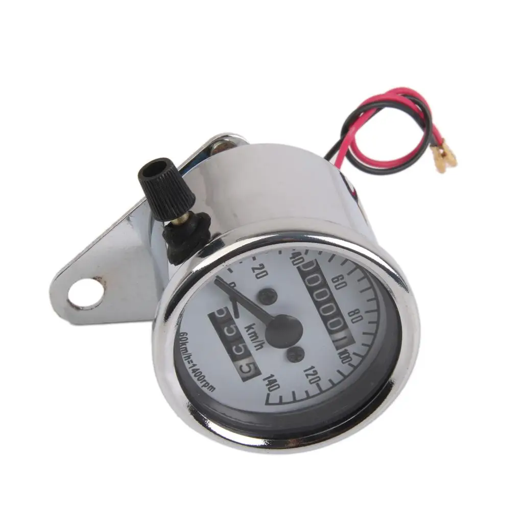 Universal 12V Motorcycle Dual Odometer Speedometer KMH Guage Digital Silver Lightweight Portable Circle Design