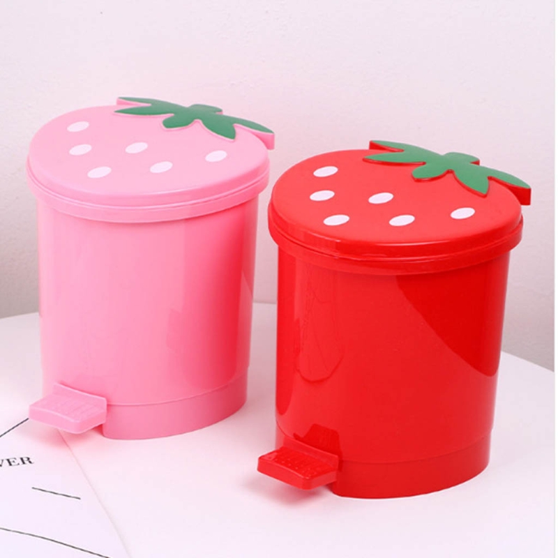 Title 5, Mini Strawberry Trash Can with Lid Cartoon Cute...