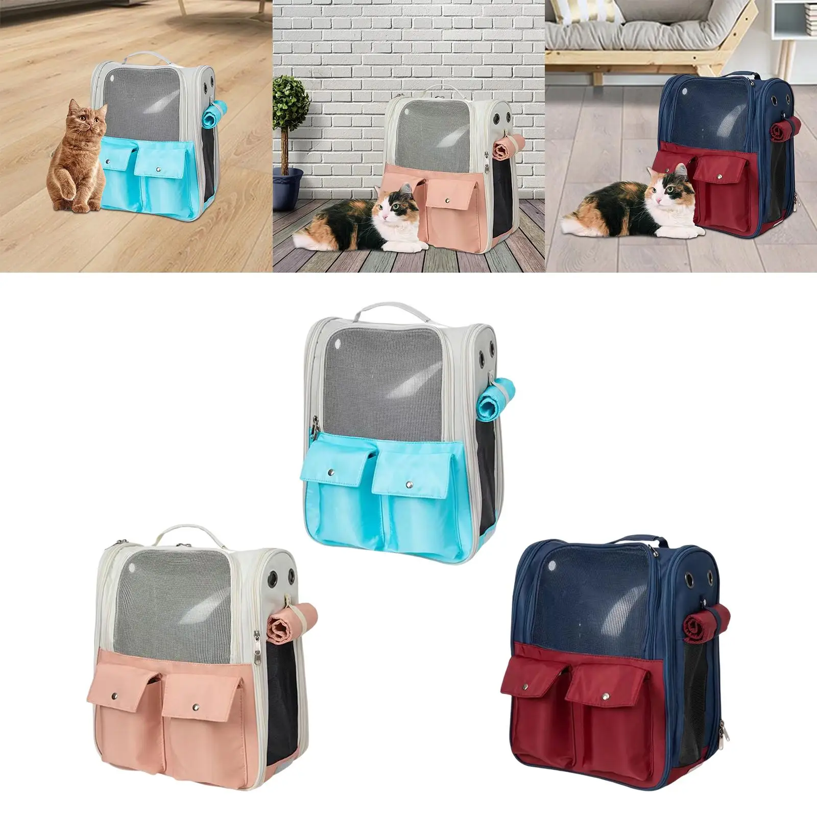 Cats Carrier Bag Puppy Cage Mesh Large Capacity Outdoor Backpack