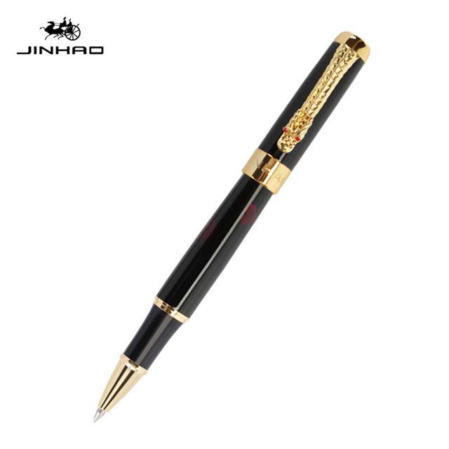 JINHAO Luxury Dragon Bright Gold squares Line Barrel