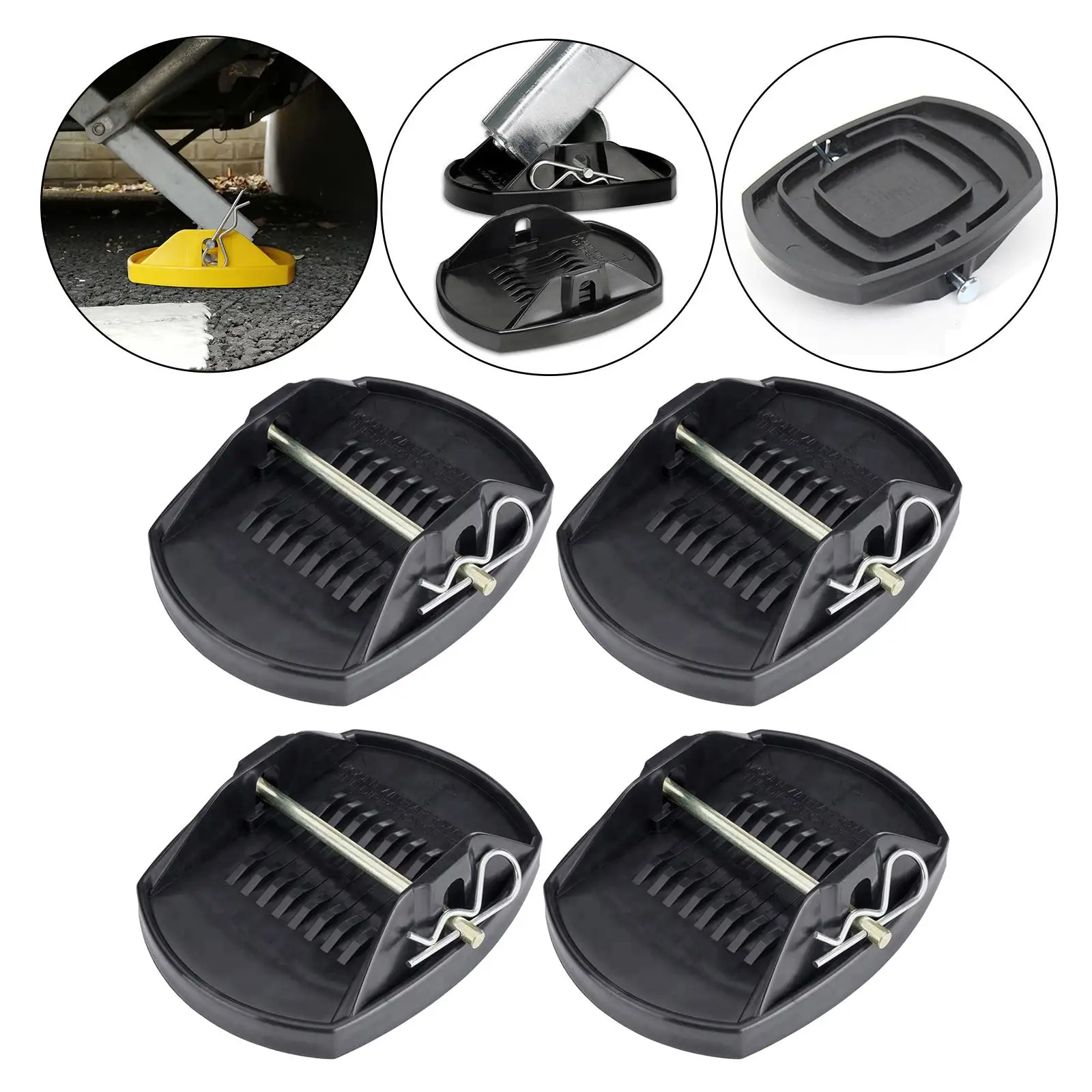 4x Universal Caravan Jack Pads Leveller Wheel Foot Leg Support Jacking Lift Pad Support Stand Adapter for Trailers RV