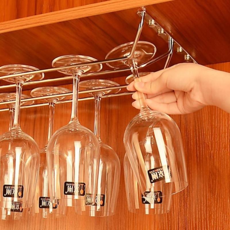 Description Picture 6 of itemSilver Stainless Steel Wine Rack Glass Holder Hanging Bar Goblet Hanger Shelf