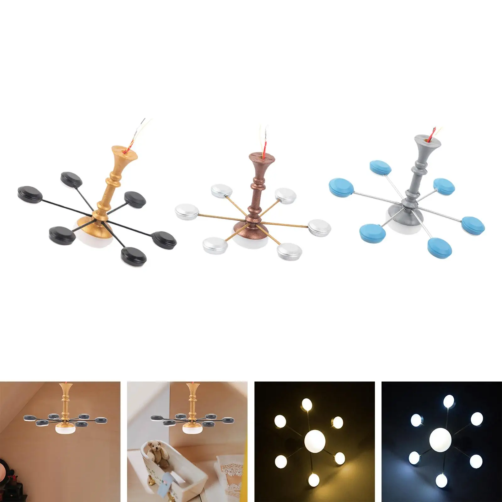1:87 Scale Ceiling Pendant Light HO Scale Chandelier for Layout Doll House Decor Diorama Scenery Micro Landscape Fairy Garden