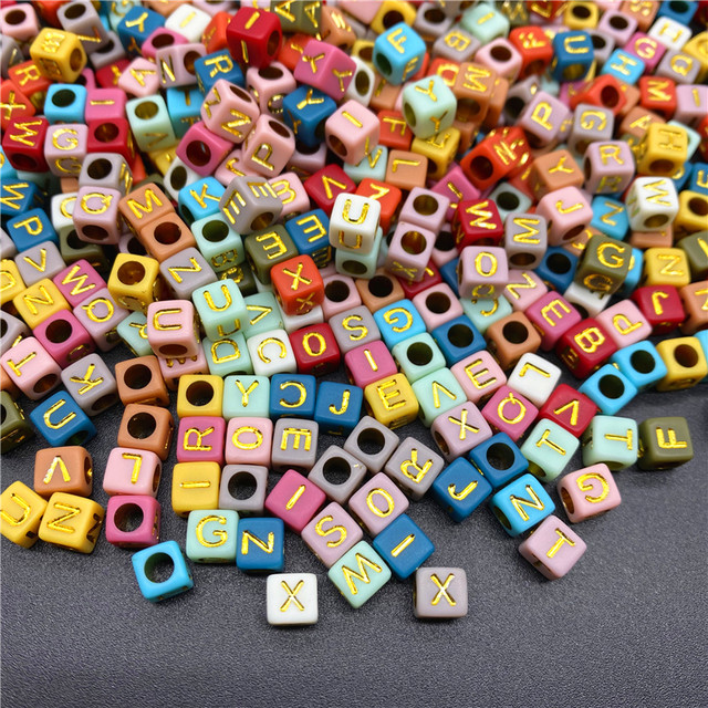 19 colors 100pcs6mm mixed letter beads square letter beads acrylic beads  DIY jewelry making bracelet necklace accessories - AliExpress