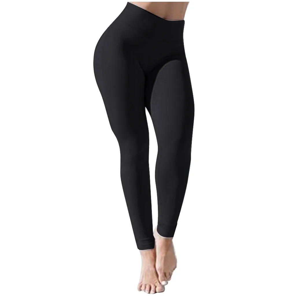 Leggings Womens Elastic Butt Lifter Pants Trousers Fitness Solid Color High Waisted Leggings Gym Wear Belly Control Pantalones