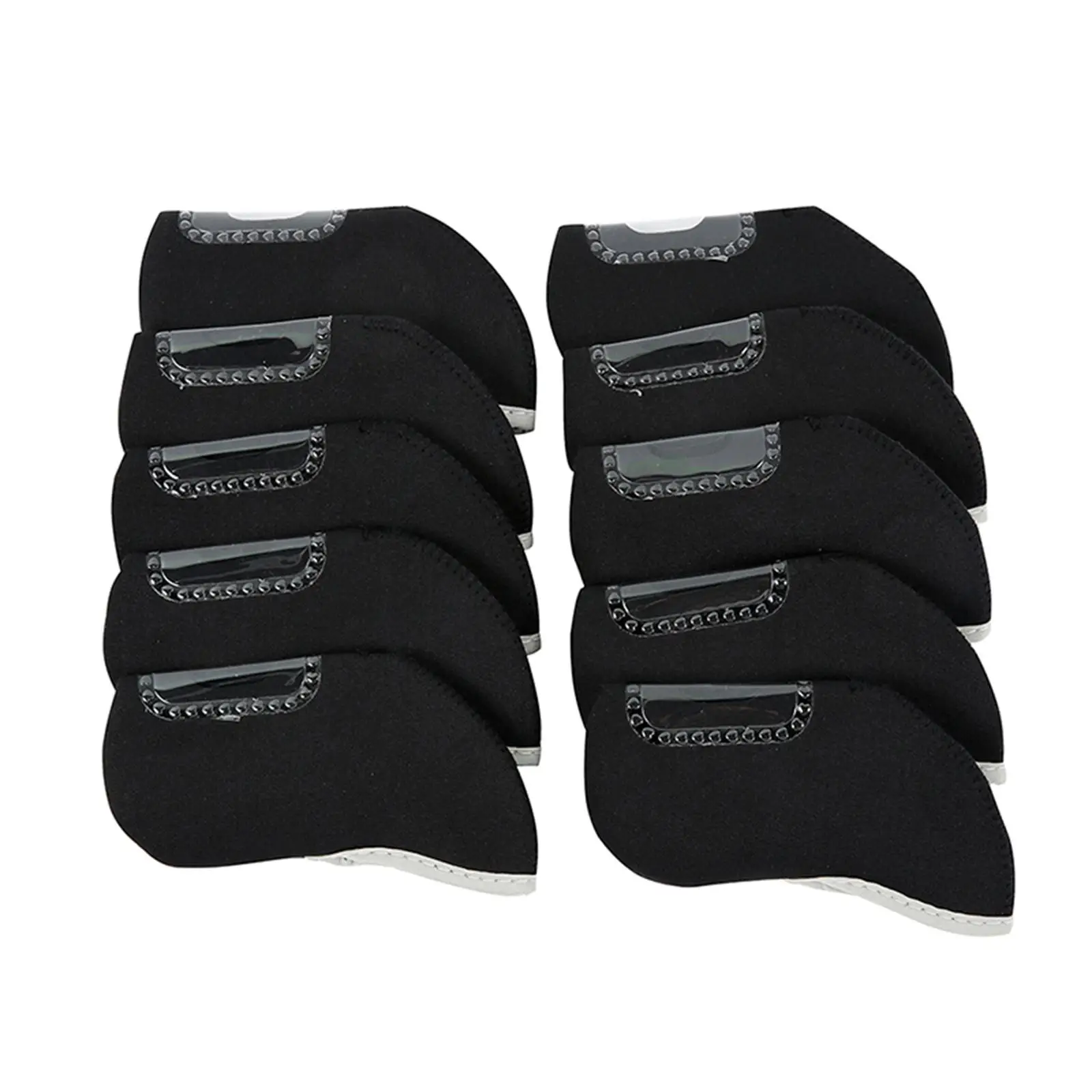 10Pcs Golf Iron Headcovers Set, Transport Protection with Transparent Window, Waterproof Guard Iron Club Covers