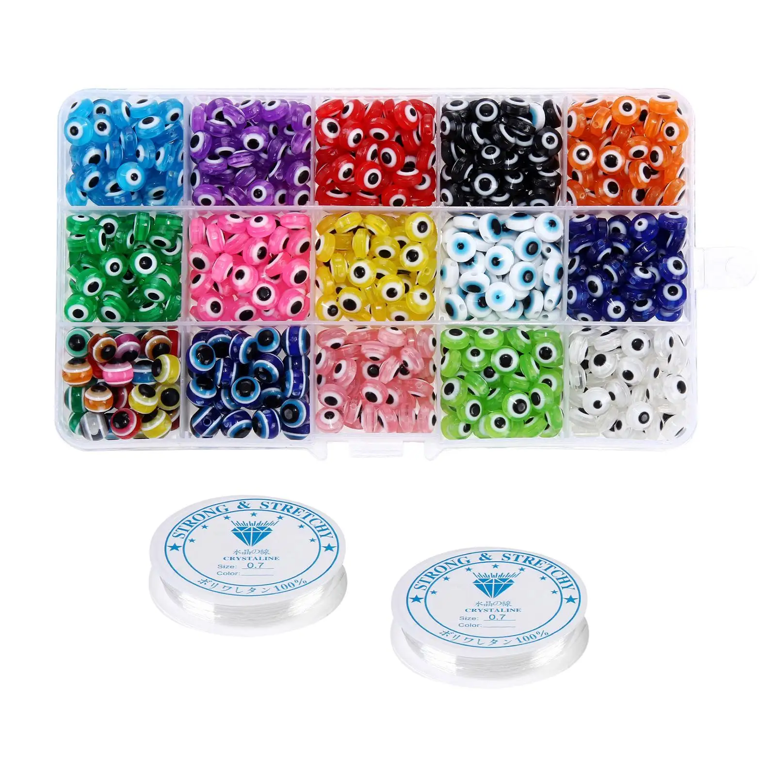 450pcs Evil Eye Beads Resin Flat Round Beads Kit Loose Beads DIY Craft
