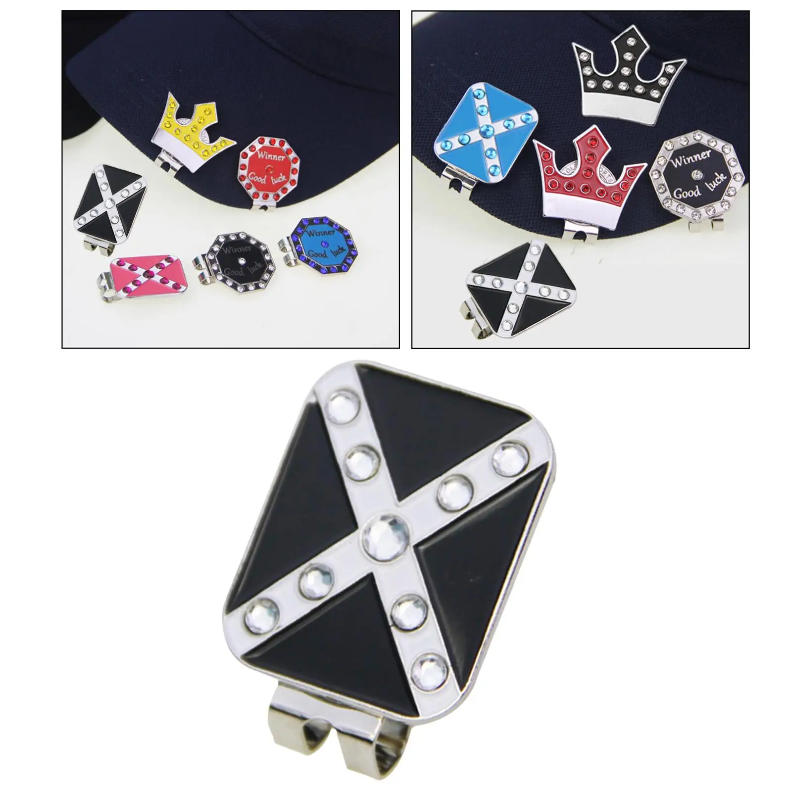  Ball Marker with Hat Clips, Luxury Rhinestone and Fashionable Golf Putting Alignment Accessory, Gifts for Men, Women
