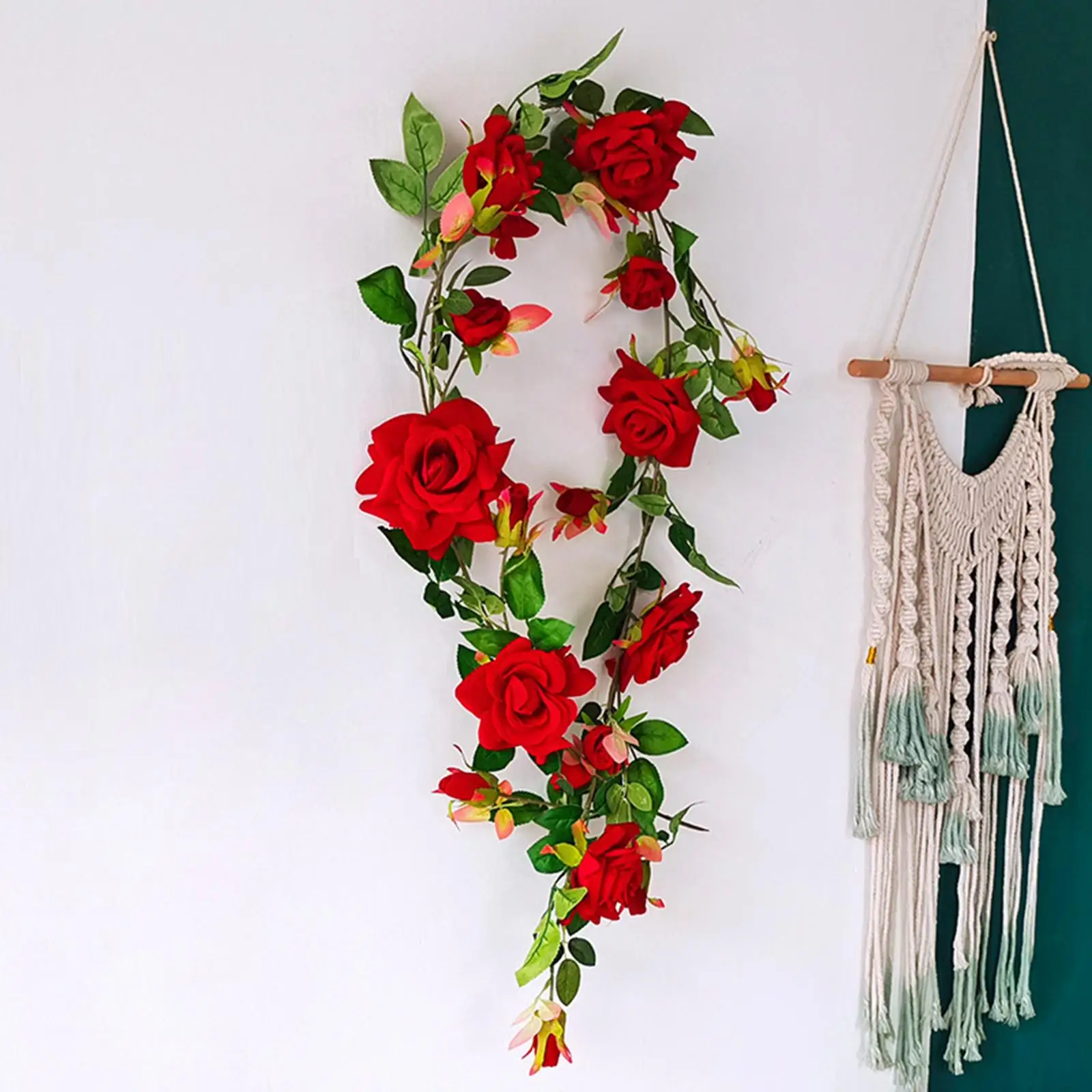 Artificial Rose Garland, 6FT Fake Rose Vine Hanging Flower for Wedding Garden Party Home Office Decor Flower Arrangement