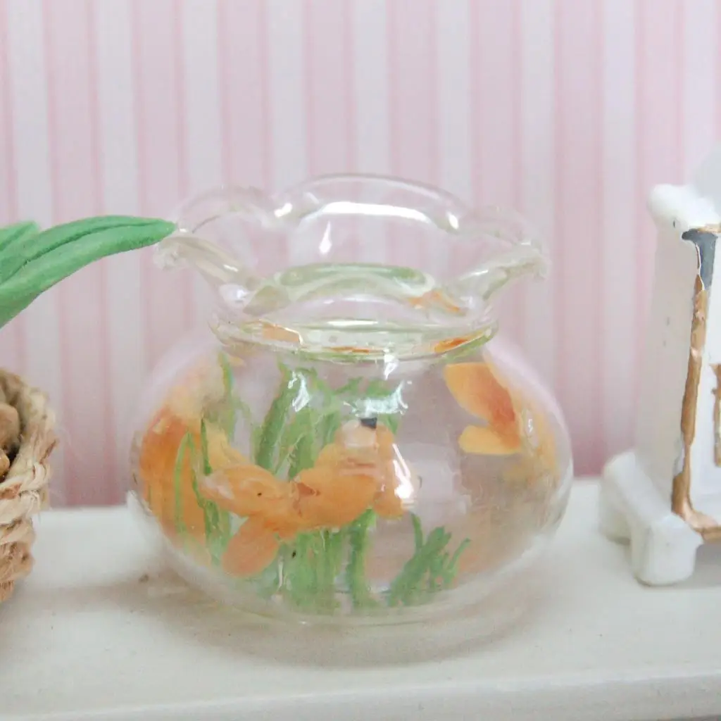 1:12 Scale Miniature  Glass Bowl With Greenery DOLLHOUSE Miniature Pets
